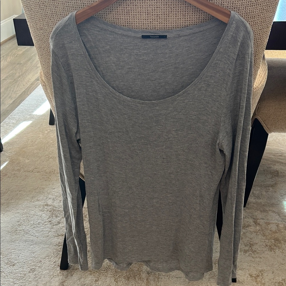 Tahari Heather Gray Long Sleeve Top